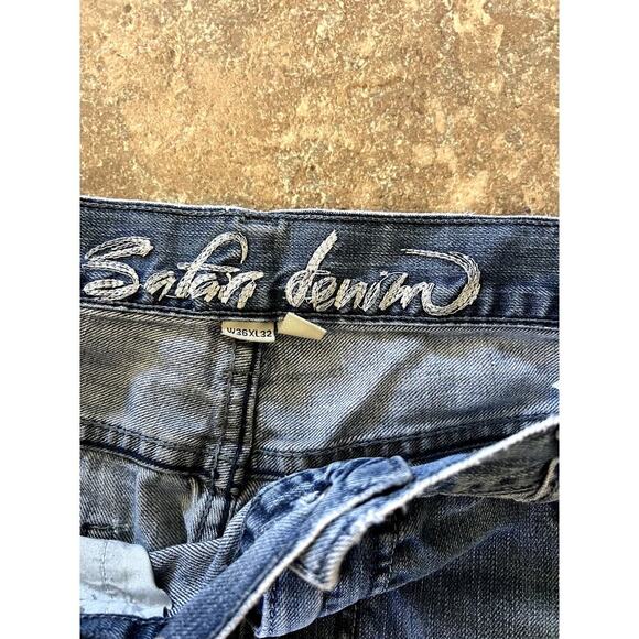 Safari Boot cut denim jeans, men's size 36 x 32L * Snuff Can Ring Pocket. - Picture 4 of 9